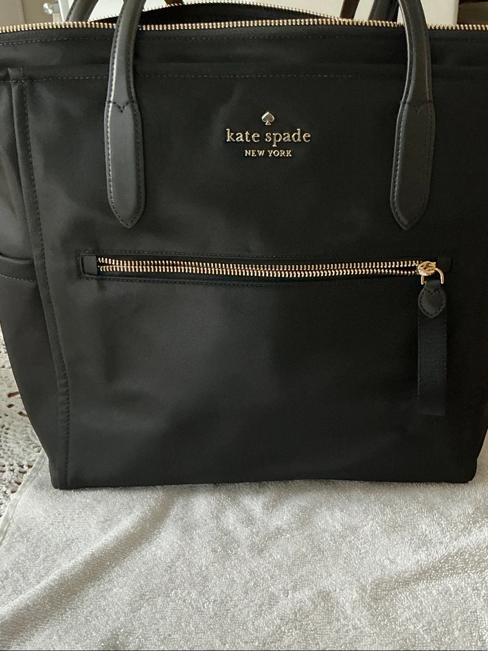 kate spade Black Tote with Front Zip and Gold Hardware - Picture 1 of 7